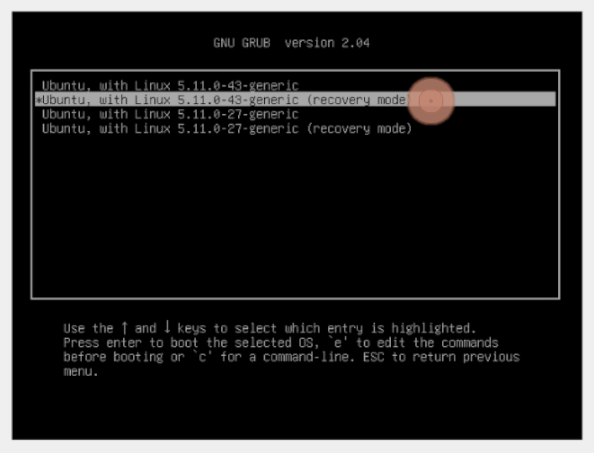 GNU GRUB OS choice Menu